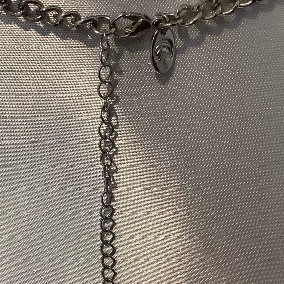 Vintage Charming Charlie Signed Blue And Gold 5 Bead Necklace - Picture 5 of 5